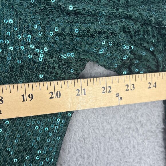 Lulus Sparkly Darling Emerald Green Sequin Long Sleeve Wrap Dress SZ XL Holiday - Picture 5 of 6